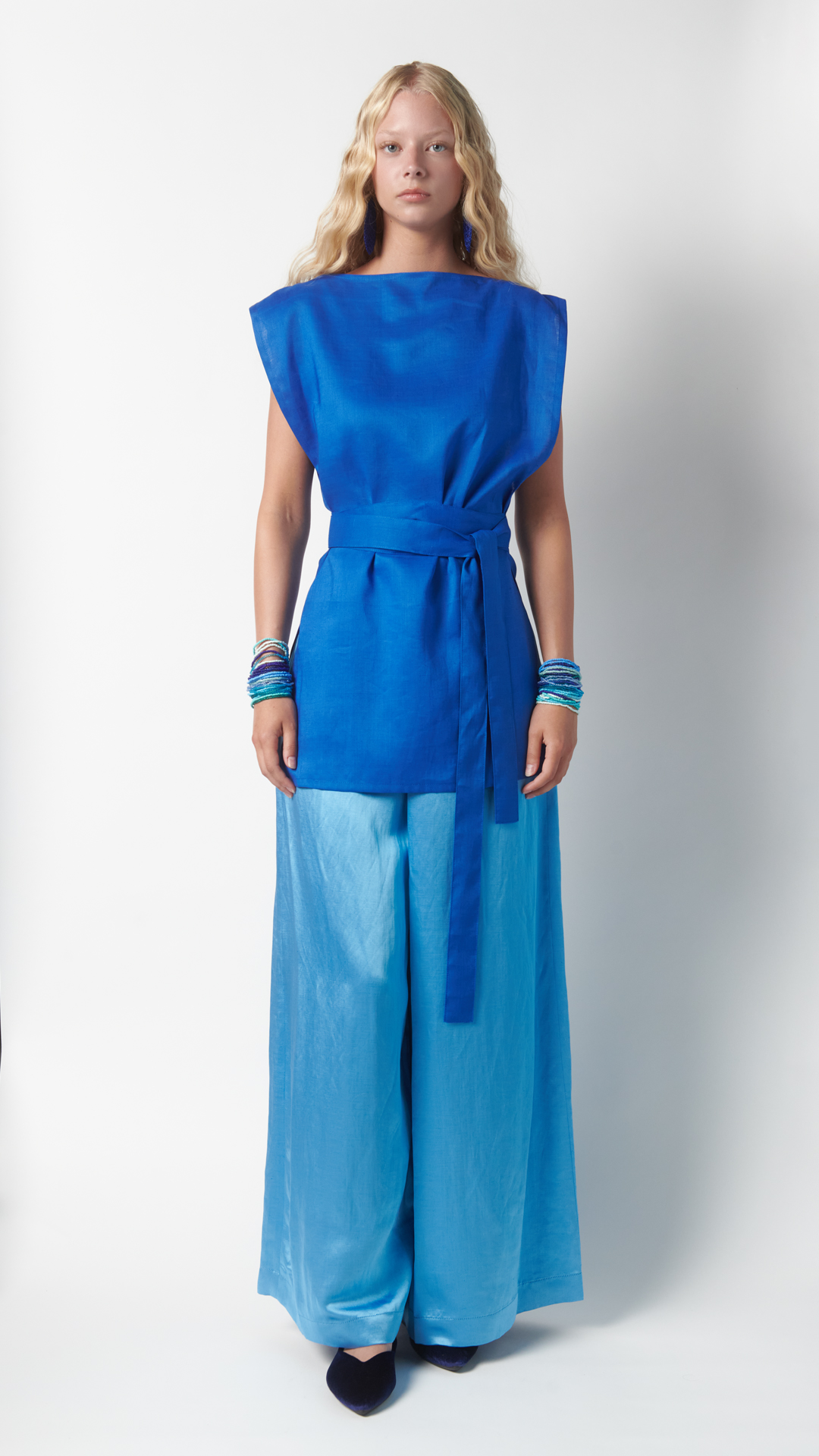 Kimono con cintura - Blu