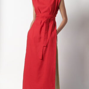 Kimono lungo con cintura - Rosso