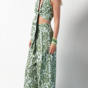 Pantalone pareo - Fantasia natura verde/azzurro