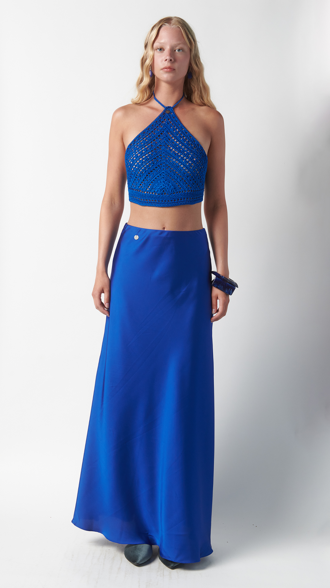 Gonna lunga in seta - Blu